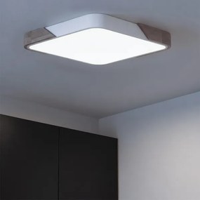 Brilagi - Plafonieră LED dimabilă PILANA, 60W, 230V, stejar/alb, 56x56 cm + telecomandă