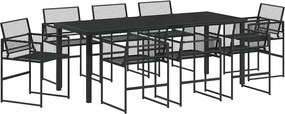 vidaXL Set de masă pentru grădină 9 pcs Negru