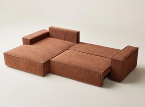 Colțar arămiu extensibil/cu spațiu de depozitare cu tapițerie din chenille (cu colț pe partea stângă/cu șezlong) Maze – Maison de Rêve