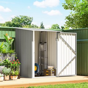 Outsunny Căsuță de Grădină 0.92m² din Oțel Galvanizat, Capann pentru Unelte cu Ușă Blocabilă, Acoperiș Înclinat, 100x104x160 cm, Gri | Aosom Romania