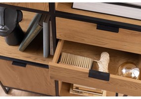 Bibliotecă neagră în decor de stejar 85x141 cm Swindon - Actona