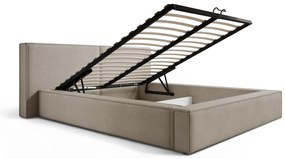 Pat tapițat Molino 160x200 cu spațiu depozitare - velur bej Castel 15