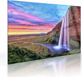 Tablou pe sticlă - Cascada Seljalandsfoss (70x50 cm)