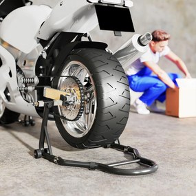 HOMCOM Set de 2 Suporturi Reglabile pentru Motocicletă, Tip Triunghi, din Oțel, Negru | Aosom Romania