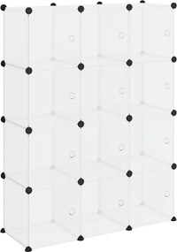 vidaXL Organizator cub de depozitare cu 12 cuburi și uși, PP transparent