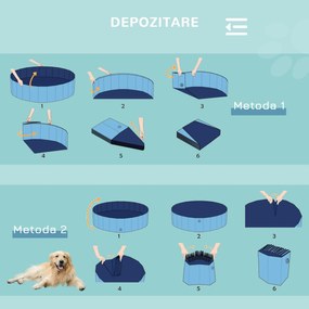 PawHut Piscină Portabilă pentru Câinele Tău, Margine Stabilă, Ușor de Curățat, Albastră, 120x30cm | Aosom Romania