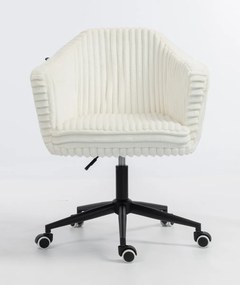 HR832K Scaun Alb Teddy Cord cu Bază Neagră