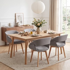 HOMCOM Set 2 Scaune Dining Ergonomice din Material Gri Deschis | Aosom Romania
