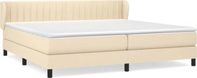 vidaXL Pat box spring cu saltea, crem, 200x200 cm, textil