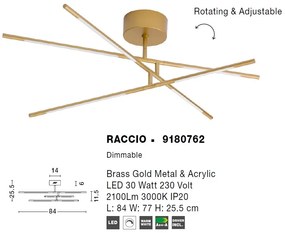 Lustra aplicata LED design modern RACCIO auriu