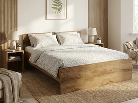 Pat ELISA 140 x 200 cm, stejar artisan Saltele: Cu saltele Coco Maxi 20 cm, Somiera pat: Cu lamele drepte