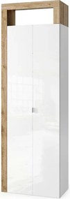 Dulap coloana mare LC Mobili Italia Hamburg 64x188 cm finisaj alb lucios/lemn stejar