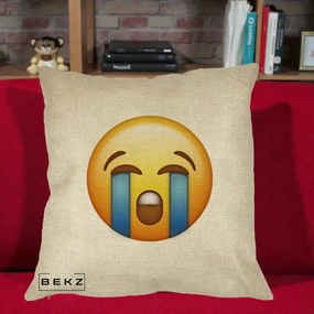 Perna Decorativa Emoji Plange, 40x40 cm, Crem, Husa Detasabila, Perna Inclusa, BEKZ®