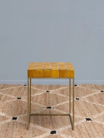 Masuta laterala, din metal si ceramica, yellow Coimbra