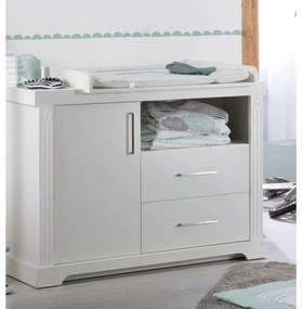 Comodă de copii albă joasă cu masă de schimbat 120x98 cm Maxi – Roba