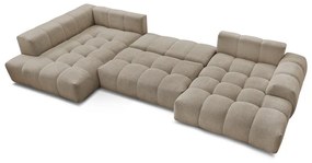 Colțar taupe extensibil/cu spațiu de depozitare cu tapițerie din chenille (cu colț pe partea stângă/în formă de "U") Everest – Bobochic Paris