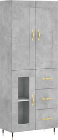 vidaXL Dulap înalt, gri beton, 69,5x34x180, lemn compozit