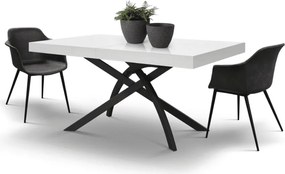 MASA CLEO EXTENSIBILA CU PICIOR METALIC - ALB FRASIN - 140 CM / 90 / H 77