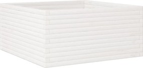 vidaXL Jardinieră de grădină, alb, 100x100x46 cm, lemn masiv de pin