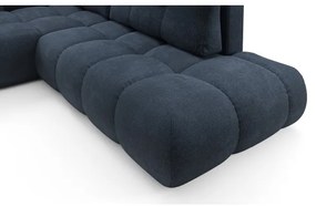 Colțar extensibil ALMADA, tapițat, cu spațiu de depozitare, formă L, varianta stânga, albastru