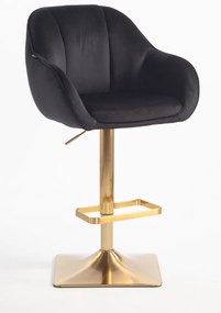 HR2055KW Scaun Neagră din Catifea cu Bază Aurie