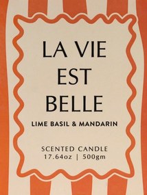 Lumânare portocalie «La vie est belle» – parfum de mandarină și busuioc
