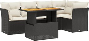 vidaXL Set mobilier de grădină cu perne, 5 piese, negru, poliratan