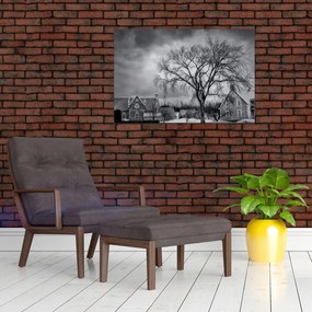 Tablou cu sat alb negru (90x60 cm)