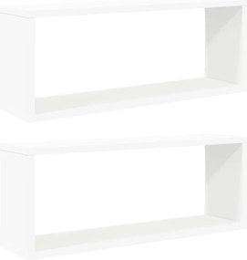 vidaXL Rafturi de perete cub 2 bucăți alb 60x15x23 cm lemn prelucrat