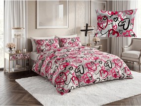 Set Lenjerie de pat din polybumbac STREET LOVE POLY gri + fata de perna 50 x 70 cm GRATUIT