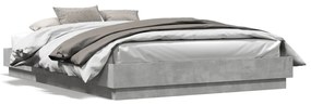 3209796 vidaXL Cadru de pat cu lumini LED, gri beton, 140x200 cm