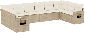 vidaXL Set canapele de grădină cu perne, 10 piese, bej, poliratan