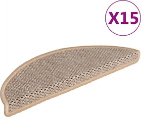 vidaXL Covorașe scări autoadezive 15 buc. bej deschis 56x17x3cm sisal