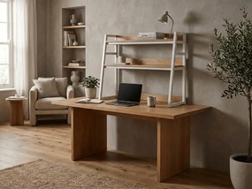 Polita de masa VERTEX 90x95 cm, alba / decor stejar