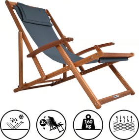 Șezlong de grădină SIENA, 94x60x94cm, antracit Jurhan