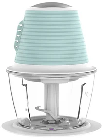 Tocator electric de alimente Tesla FC510BWS, 350 W, 1 L, Sticla, Lama dubla, Alb/Menta