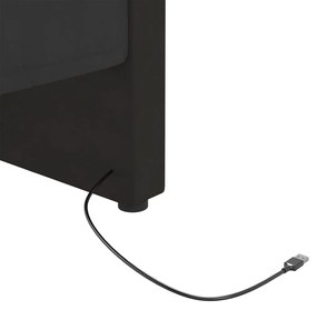 Pat de zi, negru, 90x200 cm, catifea, USB Morkegronn