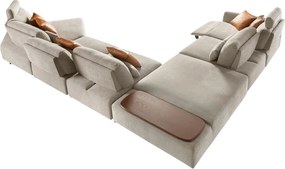 Coltar modular LUX design italian cu sezlong dreapta Velvet sand