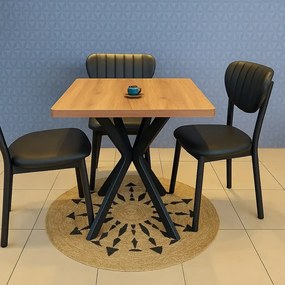 Masa bucatarie patrat  din mdf texturata,culoare nuc, Homs 70 x 70X75