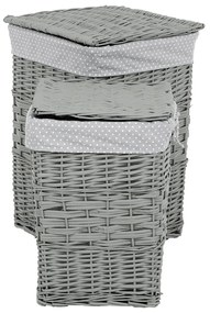 Set de coșuri de răchită pentru rufe Buline gri 2 bucăți, 2 dimensiuni, 40 x 60 x 40 cm