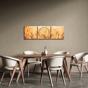 Tablou - câmp cu grâne (cu ceas) (90x30 cm)