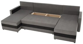 Colțar extensibil universal în U BRISTOL, tapițat, gri/negru