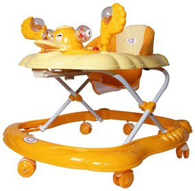 Premergator Reglabil in 3 Trepte Baby Care™ , Ratusca, Pliabil, 8 Roti,Cu Melodii, Galben