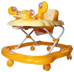 Premergator Reglabil in 3 Trepte Baby Care™ , Ratusca, Pliabil, 8 Roti,Cu Melodii, Galben