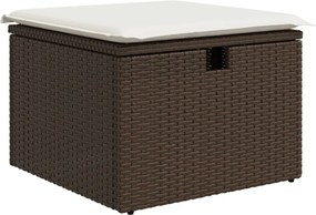 vidaXL Taburet de grădină cu pernă, maro, 55x55x37 cm, poliratan