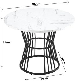 Masă rotundă modernă pentru dining, Alb+Negru | Aosom Romania