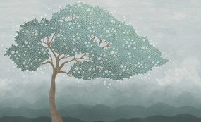 Fototapet, Windy Tree, Blue, Rebel Walls