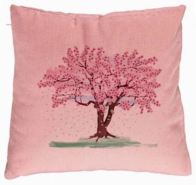 Perna Decorativa, Model Rose Tree, 40x40 cm, Roz, Husa Detasabila, Burduf