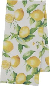 Prosop de bucătărie alb din bumbac cu imprimeu lămâi, L70/W50 cm, „Aix”
