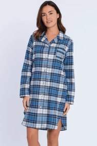 Cămașă de noapte din flanel pentru femei DEBBIE L Albastru / Blue